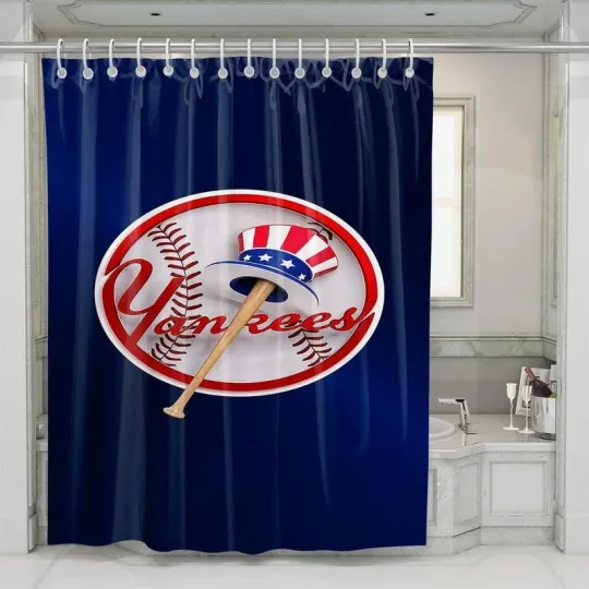 Discover Blue Yankees Shower Curtain Set Bathroom Set For Bathroom Decor Best Gift For