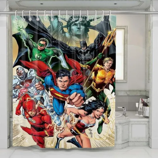 Discover Team Justice League Shower Curtain Set Bathroom Set For Bathroom Decor Best