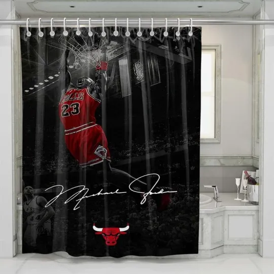 Discover Michael Jor dan Dunk Signature 1 Shower Curtain Set For Bathroom Decor Gift For