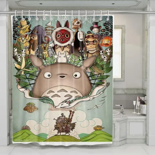 Discover Totoro Mononoke Shower Curtain Set Bathroom Set For Bathroom Decor Best Gift