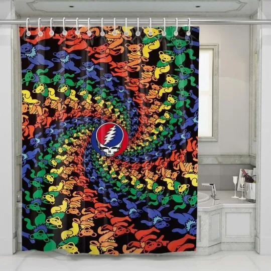 Discover Grateful Dead Dancing Bears Shower Curtain Set For Bathroom Decor Gift For