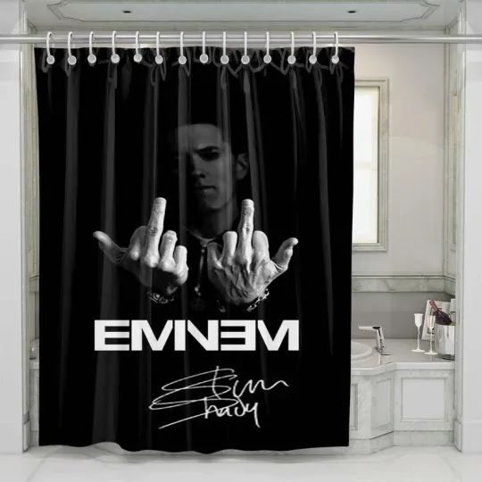 Discover Eminem Fingers Autograph Shower Curtain Set For Bathroom Decor Gift For Friends