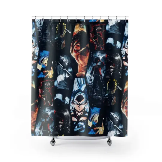 Discover Anime Hero Montage Shower Curtain Toilet Seat Rug