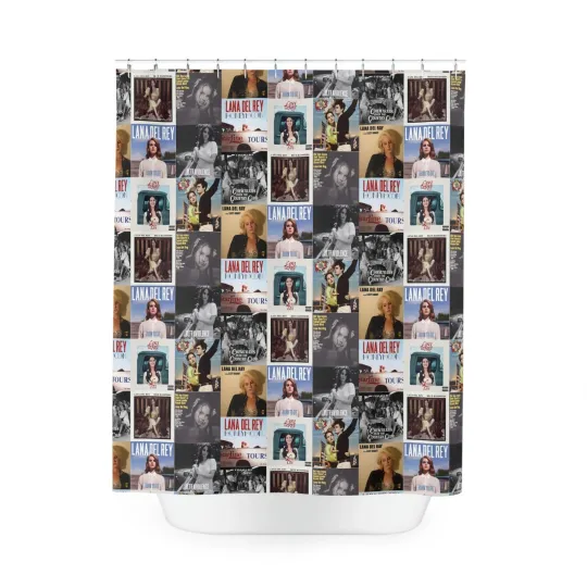 Discover Lana Del Rey Album Cover Collage Polyester Shower Curtain Toilet Seat Rug