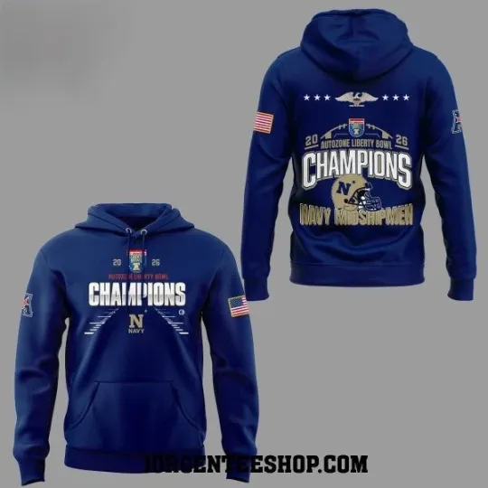 Discover Midshipmen Liberty Bowl Champions 2026 Celebrating Hoodie 3D