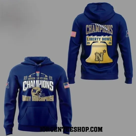 Discover Midshipmen Autozone Liberty Bowl Champions 2026 Hoodie 3D