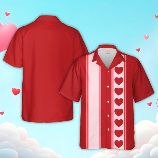 Discover Valentine's Day Hawaiian Shirt, Valentine Button Down Shirt, Cute Red Heart Valentine's Day Gift For Couples, Men Women Valentine Love Shirt