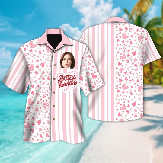 Discover Personalized Photo Hawaiian Shirt, Custom Photo Be My Valentine Hawaii Shirt, Couple Button Up, Be My Valentine Boyfriend, Girlfriend Gift