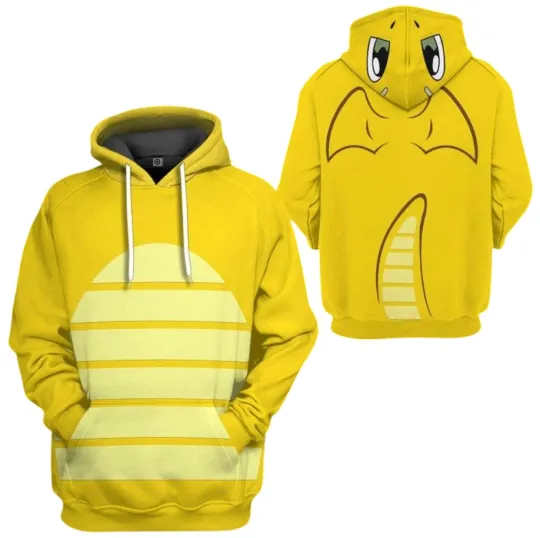 Discover Anime Dragonite 3D Hoodie, Dragonite Evolution Anime Unisex Hoodie