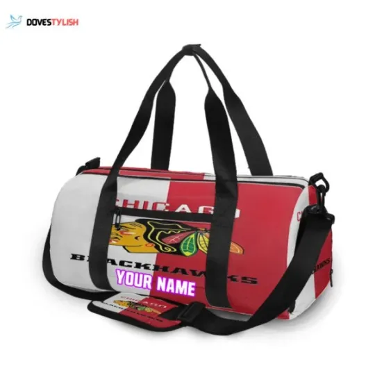 Discover Chicago Blackhawks Emblem Unisex Gift Tee Personalized Name Travel Bag Gym B