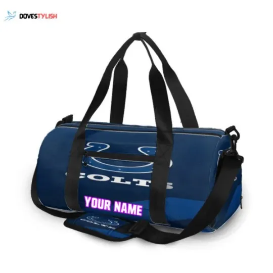 Discover Indianapolis Horseshoe Navy Personalized Name Travel Bag Gym Bag