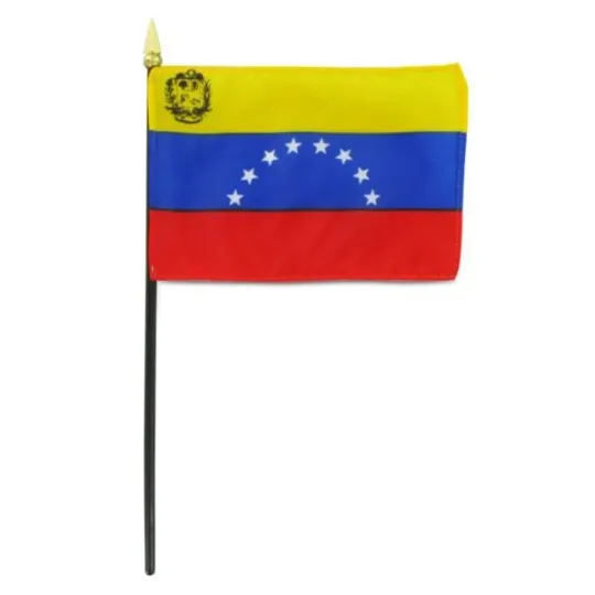 Discover Venezuela 4in x 6in Stick Flag With Seal