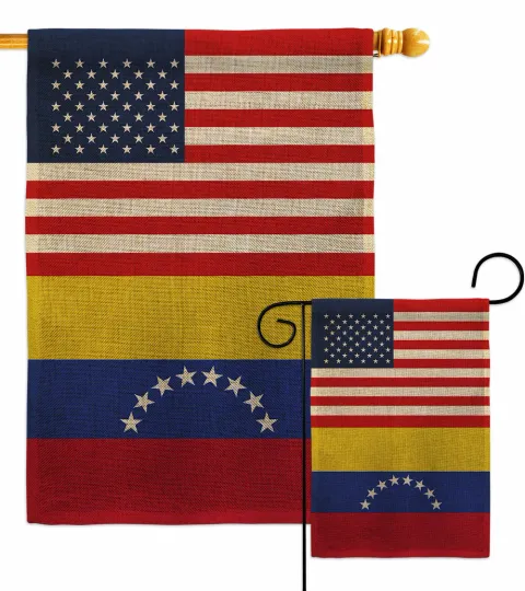 Discover Venezuela US Friendship Burlap Garden Flag Decorative Gift Yard House Banner