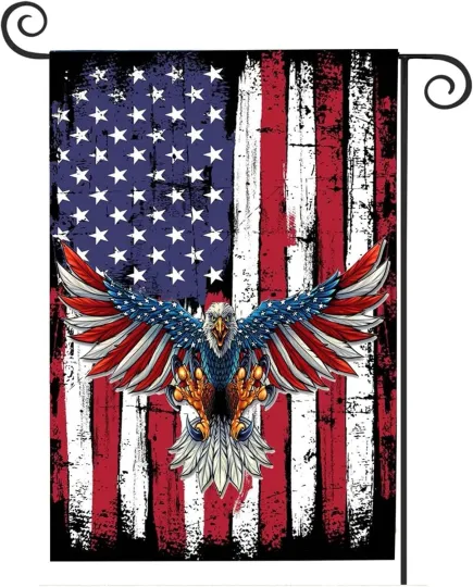Discover 12x18" Double Sided Patriotic Garden Flag America Eagle America with Eagle Flag