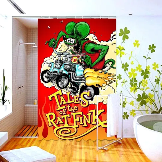 Discover Waterproof Shower Curtain rat fink Polyester Decor Bathroom