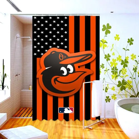 Waterproof Shower Curtain baltimore orioles Polyester Decor Bathroom