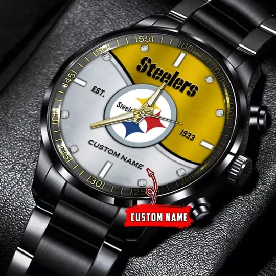 Discover Steeler Personalized Black Stainless Steel Watch Gift For Fans