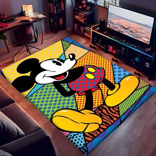 Discover Mickey Mouse Pop Art Design Printed Rug, Decor Room Rug Best Gift US Decor