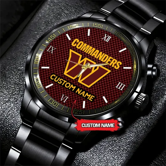 Discover Personalized Washington Football Commanderss Team Black Stainless Steel Watch