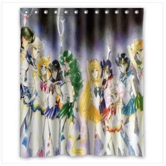 Discover Waterproof Shower Curtain Sailor Moon and Friends Polyester Decor Bathroom