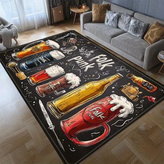 Discover Folk Punk Beer Mug & Music Instrument Rug, Room Rug Christmas Gift US Decor