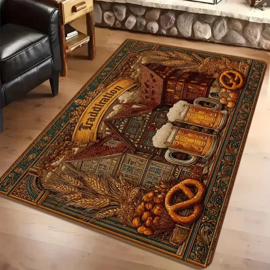 Discover Beer Mug & Music Instrument Rug, Room Rug Gift US Decor