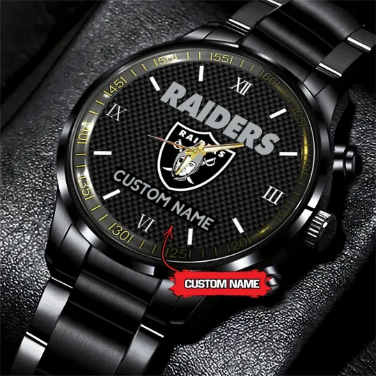 Discover Personalized Las Vegas Football Raiderss Team Men Black Stainless Steel Watch