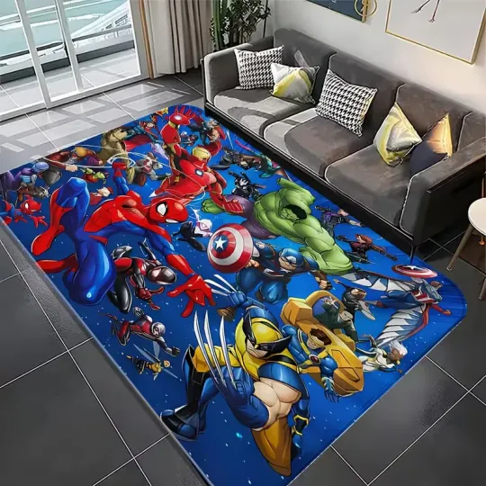 Discover Superheroes Character Printed Rug, Living Room Rug Gift US Decor