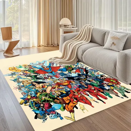 Discover Superhero Comic Characters Rug, Living Room Rug Gift US Decor