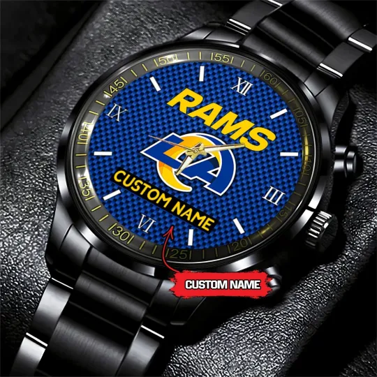 Discover Personalized Los Angeles Football Ramss Team Men Black Stainless Steel Watch