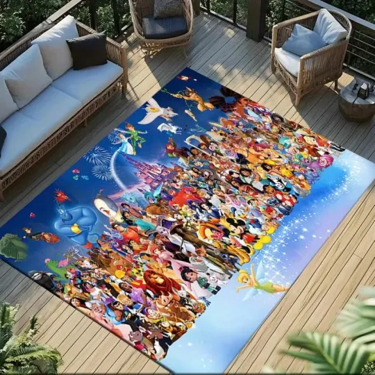Discover Disney Family Rug, Cartoon Decor Room Rug Best Gift US Decor