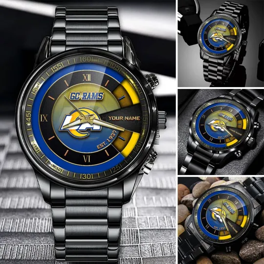 Discover Personalized Los Angeles Football Ramss Team Men Black Stainless Steel Watch
