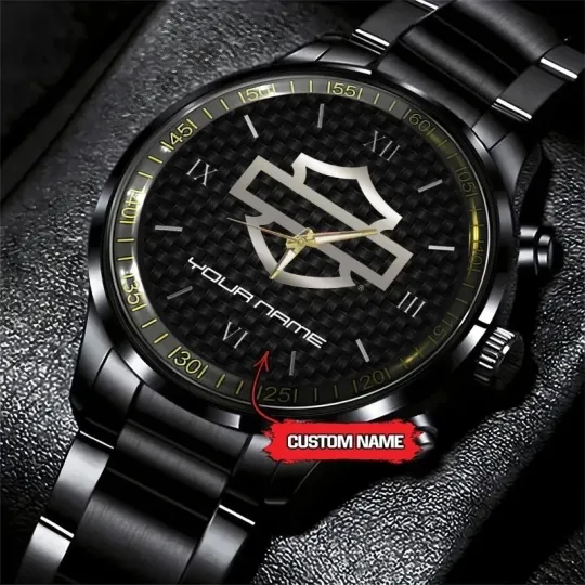 Discover Personalized Harley Motor Racing  Davidsonn Black Stainless Steel Watch For Men