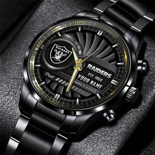 Discover Personalized Las Vegas Football Raiderss Team Men Black Stainless Steel Watch