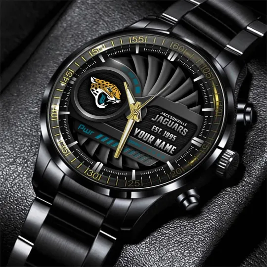 Discover Personalized Jacksonville Football Jaguarss Team Men Black Stainless Steel Watch