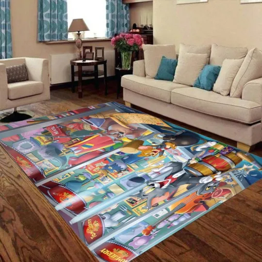Discover Tom And Jerry Print Foldable Rectangular Floor Mat Rugs Anti-Skid Carpet