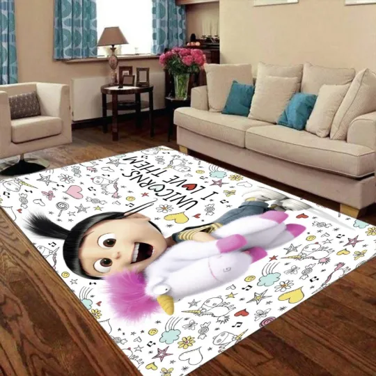 Discover Unicorns Vanellope Print Foldable Rectangular Floor Mat Rugs Anti-Skid Carpet