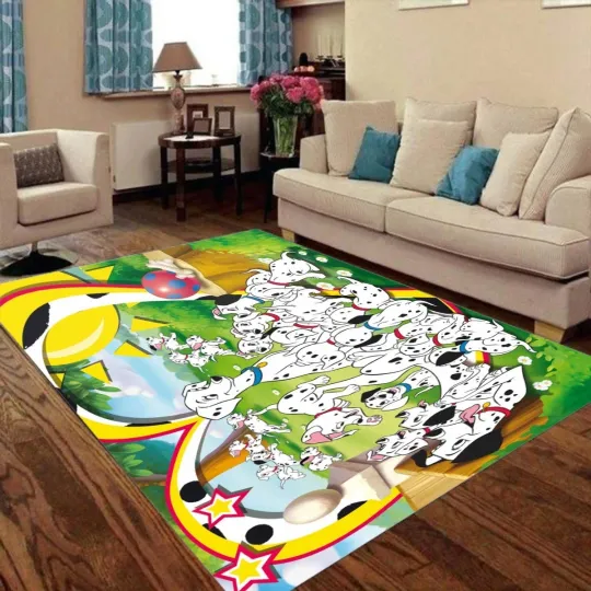 Disney 101 Dalmatians Print Foldable Rectangular Floor Mat Rugs Anti-Skid Carpet