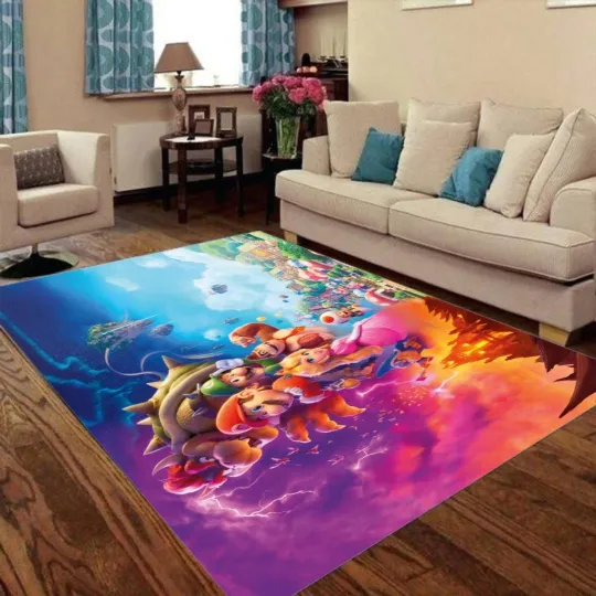Discover Super Mario Print Foldable Rectangular Floor Mat Rugs Anti-Skid Carpet