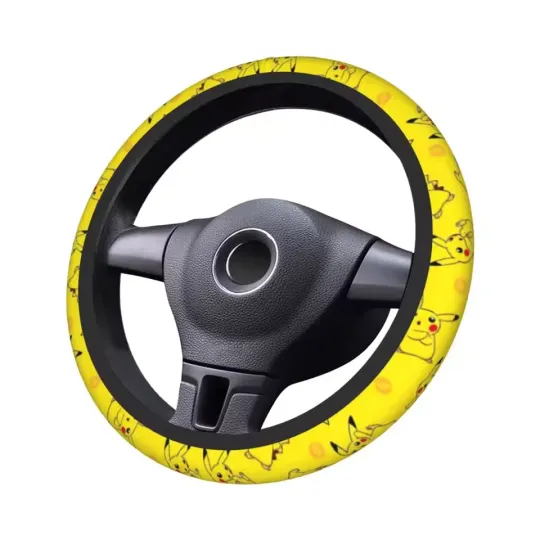 Discover Car Steering Wheel Cover Pika Anime Cartoon Anti-slip Steering Wheel Protector