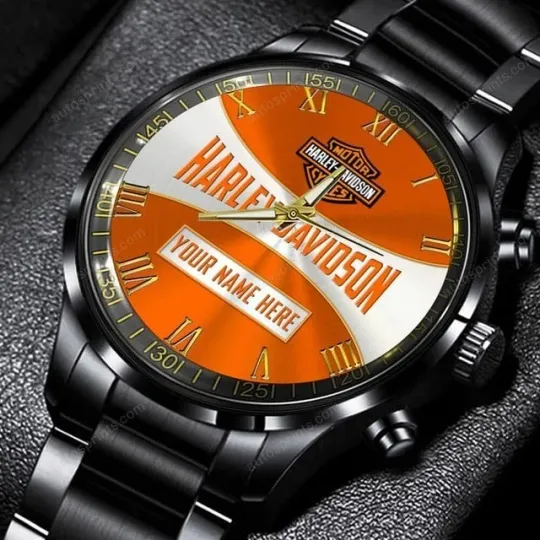 Discover Personalized Harley Motor Racing  Davidsonn Black Stainless Steel Watch For Men
