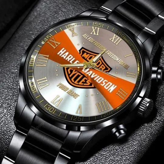 Discover Personalized Harley Motor Racing  Davidsonn Black Stainless Steel Watch For Men