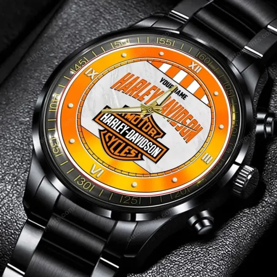 Discover Personalized Harley Motor Racing  Davidsonn Black Stainless Steel Watch For Men