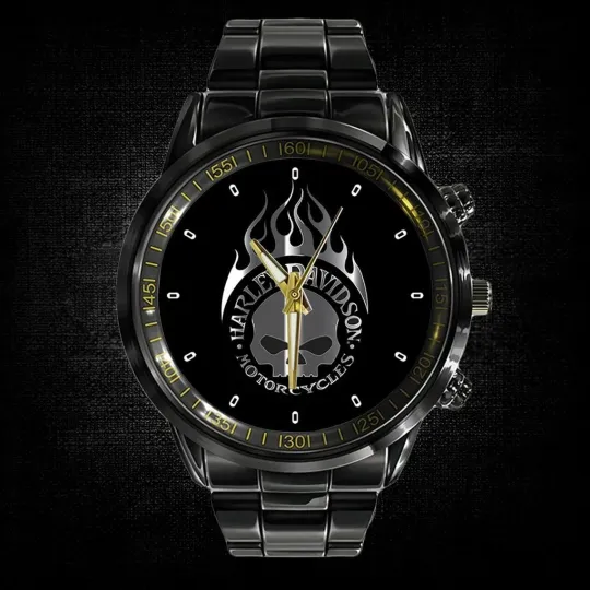 Discover Personalized Harley Motor Racing  Davidsonn Black Stainless Steel Watch For Men