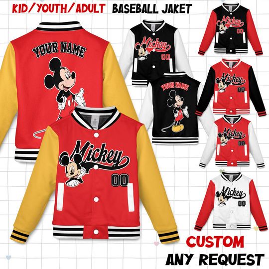 Discover Custom Disney Mickey Mouse Varsity Jacket, Adult Varsity Jacket, Disney Jacket, Baseball Team Outfit, Disney Uniform Varsity