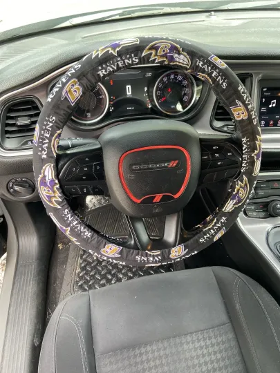 Discover Baltimore Ravens Football Steering Wheel Cover