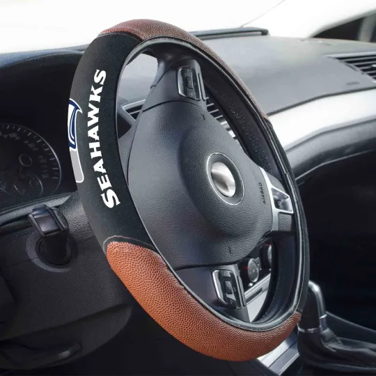 Discover Fanmats Seattle Seahawks Football Steering Wheel Cover