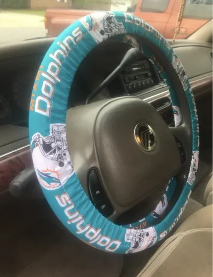 Discover Dolphins Steering Wheel Cover for Miami Dolphins Football Auto Accessories