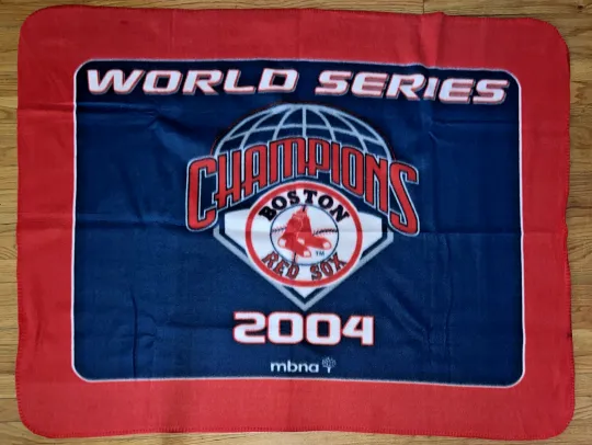 Discover Boston Red Sox Fleece Blanket Throw 2004 World Series MBNA Premium 55x42"