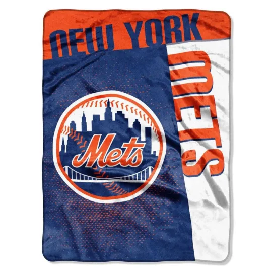 Discover New York Mets Strike Design 60x80 Royal Plush Throw Blanket [NEW] MLB Fleece